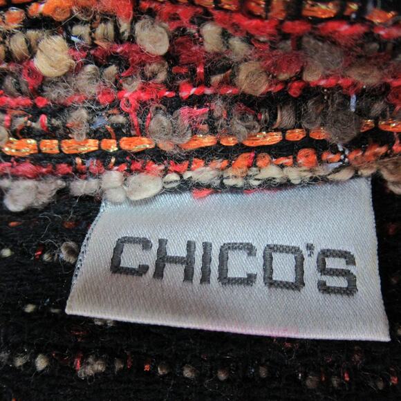 Chicos Blazer Jacket Womens Size 0 Multicolor Woven Button Up Work Retro Granny - Picture 2 of 9